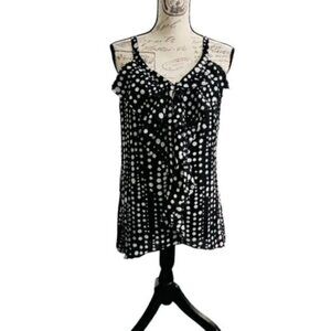WHITE HOUSE BLACK MARKET Women Polyester Tank Top High Low Hem Polka Dot Lined S